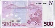 European Union, European Central Bank, Pick 19An. 500 Euro, 2011 AD. Printer: Oesterreichische Banknoten und Sicherheitsdruck GmbH, Vienna, Austria, F007C1-N13064198952 Reverse 