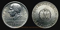 1929 AD., Germany, Weimar Republic, 200th anniversary of Gotthold Ephraim Lessing commemorative, Berlin mint, 3 Reichsmark, KM 60.