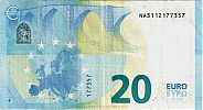 European Union, European Central Bank, Pick 22n. 20 Euro, 2015 AD., Printer: Oesterreichische Banknoten und Sicherheitsdruck GmbH, Vienna, Austria, N007A3-NA3112177357 Reverse 