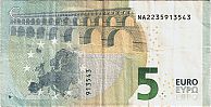 European Union, European Central Bank, Pick 20n. 5 Euro, 2013 AD. Printer: Oesterreichische Banknoten und Sicherheitsdruck GmbH, Vienna, Austria, N015B2-NA2235913543 Reverse