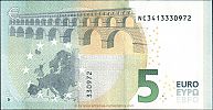 European Union, European Central Bank, Pick 26n. 5 Euro, 2013 AD. Printer: Oesterreichische Banknoten und Sicherheitsdruck GmbH, Vienna, Austria, N020D3-NC3413330972 Reverse 