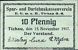 1917 AD., Germany, 2nd Empire, Tichau, Spar- und Darlehenskassen Verein, Notgeld, currency issue, 10 Pfennig, Tieste 7350.05.25. 8044 Obverse