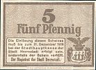 1919 AD., Germany, Weimar Republic, Herrnstadt, Stadtmagistrat, Notgeld, currency issue, 5 Pfennig, Tieste 2970.05.01. 060236 Reverse