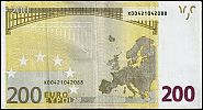 European Union, European Central Bank, Pick 6x. 200 Euro, 2002 AD., Printer: Bundesdruckerei, Berlin, Germany, R001A3-X00421042088 Reverse 