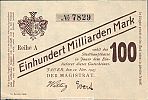 1923 AD., Germany, Weimar Republic, Jauer, Stadt, Notgeld, currency issue, 100.000.000.000 Mark, Keller 2509e. A 7829 Obverse 