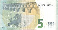 European Union, European Central Bank, Pick 20s. 5 Euro, 2013 AD. Printer: Banca d'Italia, Rome, Italy, S001I4-SC9100169535 Reverse 