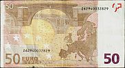 European Union, European Central Bank, Pick 4z. 50 Euro, 2002-2003 AD., Printer: Banque Nationale de Belgique, Belgium, T002G5-Z62940032829 Reverse 