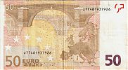 European Union, European Central Bank, Pick 11z. 50 Euro, 2004-2011 AD., Printer: Banque Nationale de Belgique, Belgium, T028B1-Z77481937926 Reverse 