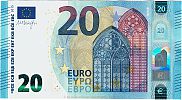 European Union, European Central Bank, Pick 22u. 20 Euro, 2015 AD., Printer: Banque de France, ChamaliÃ¨res, France, U023I6-UF3609498085 Obverse 
