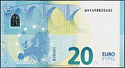 European Union, European Central Bank, Pick 22w. 20 Euro, 2015 AD., Printer: Giesecke & Devrient, Leipzig, Germany, W001G1-WA1498820401 Reverse 