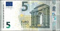European Union, European Central Bank, Pick 20w. 5 Euro, 2017-2018 AD. Printer: Giesecke & Devrient, Leipzig, Germany, W002D5-WA4322332234 Obverse 