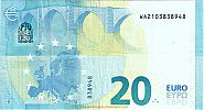 European Union, European Central Bank, Pick 22w. 20 Euro, 2015 AD., Printer: Giesecke & Devrient, Leipzig, Germany, W002I6-WA2103838948 Reverse