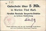 1914 AD., Germany, 2nd Empire, Waldenburg in Schlesien, Fürstlich Plessische Bergwerksdirektion, Notgeld, currency issue, 5 Mark, Tieste 05.76.2 C. 141 Obverse 